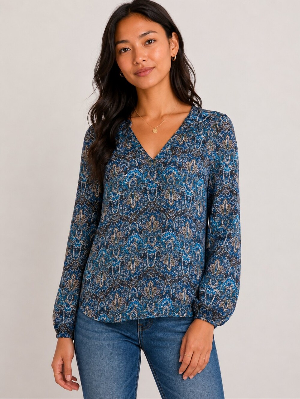 ❤ JOIE SILK V NECK PAISLEY PRINT FLOWY TOP / BLOUSE, SIZE SMALL